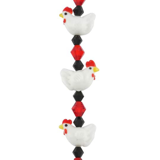 White Hen Lampwork Glass Bead Mix by Bead Landing™